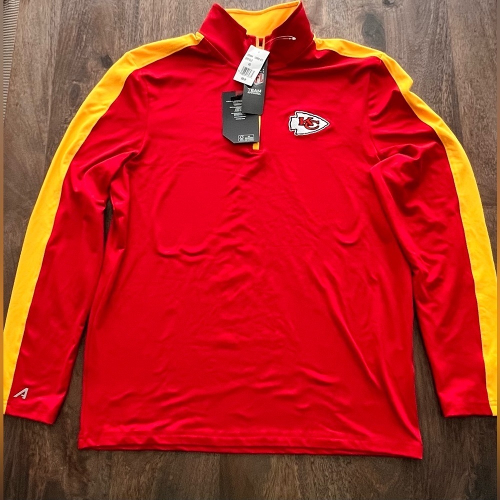 NWT NFL TEAM APPAREL Kansas City Chiefs Knit 1/4 Zip Pullover Jacket Size Medium